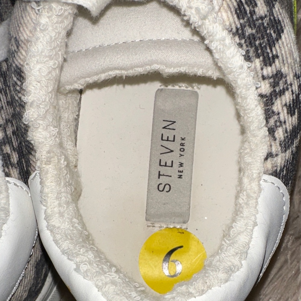 Steve Madden White and Snake Print Athletic Shoes - Picture 4 of 6